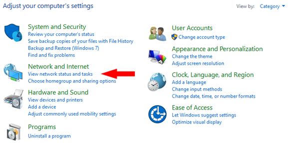 Click on «Network and Internet»