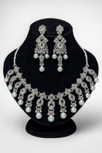 ✨ "Elegant Silver Crystal Beaded Necklace & Earring Set" ✨ "elegant silver crystal beaded necklace & earring set"